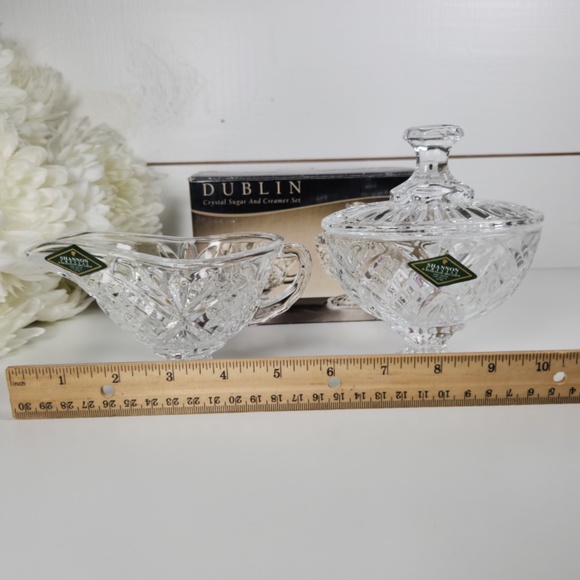 Godinger Dublin Shannon Crystal Sugar Bowl and Creamer Set- Classic - Picture 7 of 10